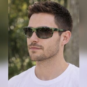 Vtg 90s Calvin Klein Collection Olive Horn Sunglasses - Made in Italy - 7706